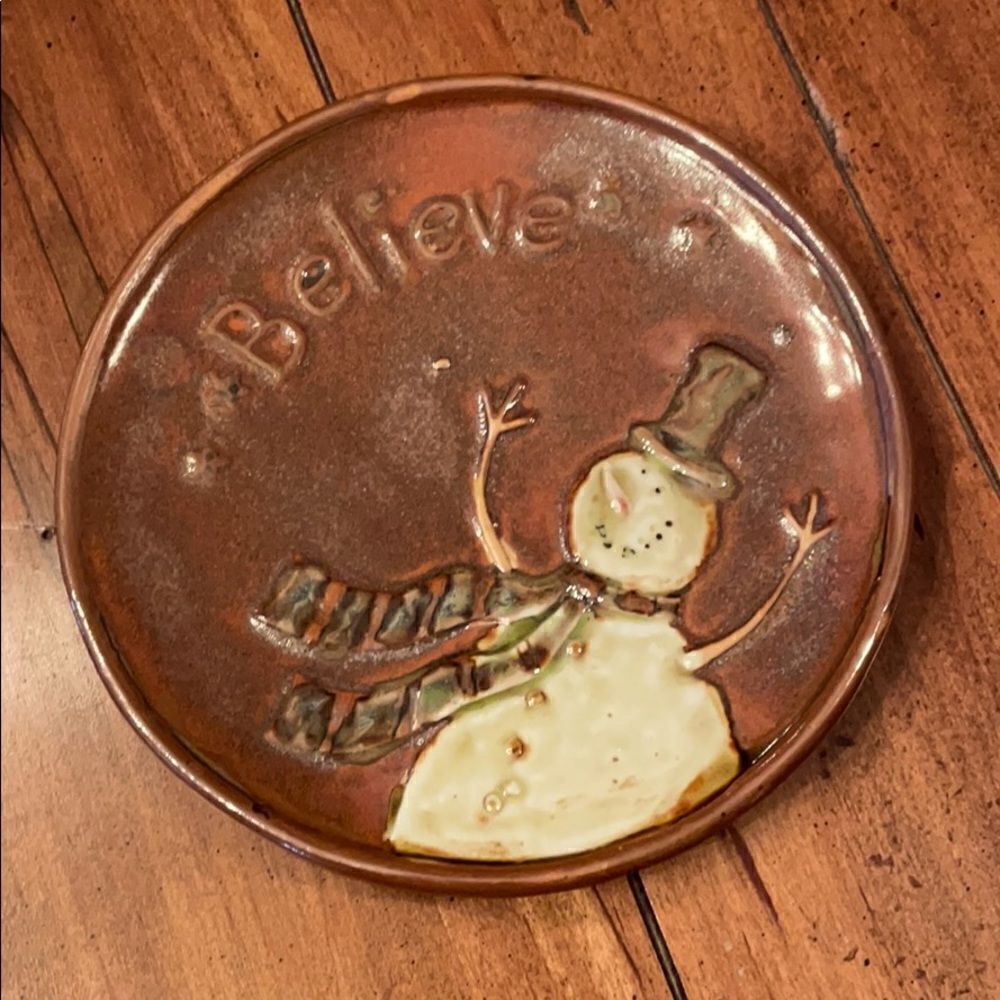 tii Collections Snowman “Believe” Plate